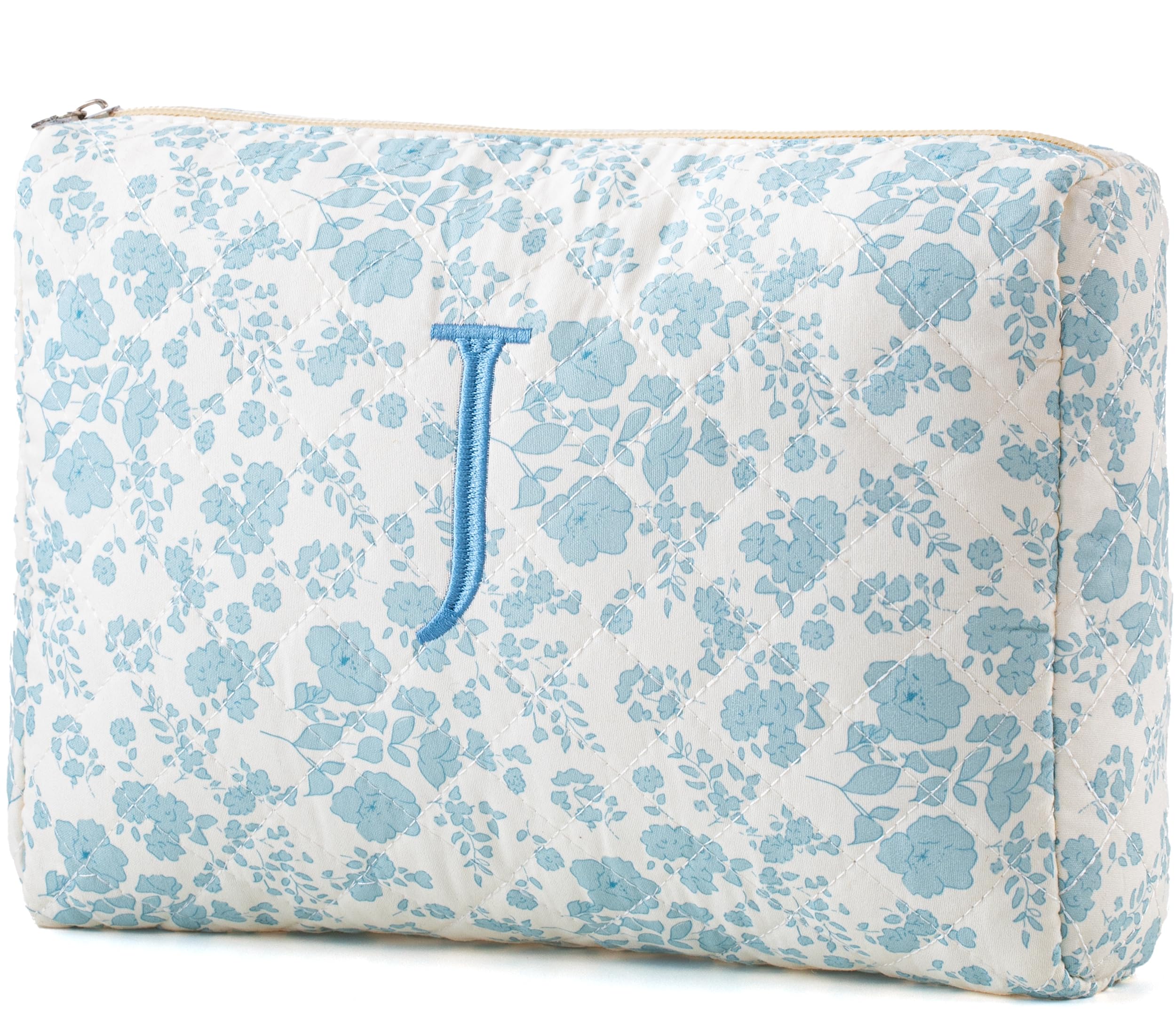 HBselect Initial Makeup Bag for Women Personalized Quilted Cosmetic Bag