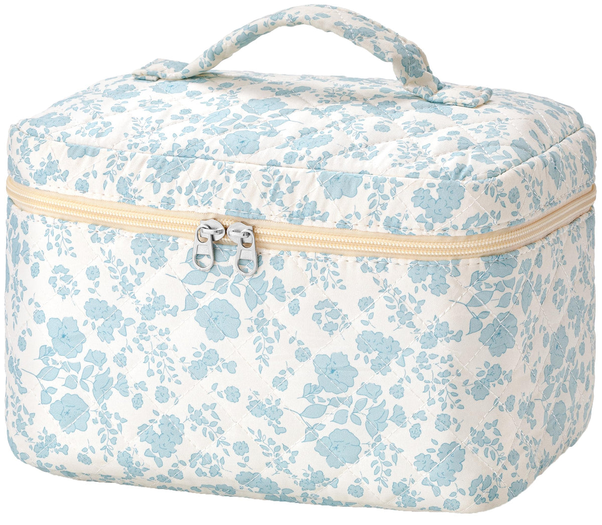 HBselect Large Quilted Makeup Bag for Women Cute Cotton Travel Cosmetic Bag
