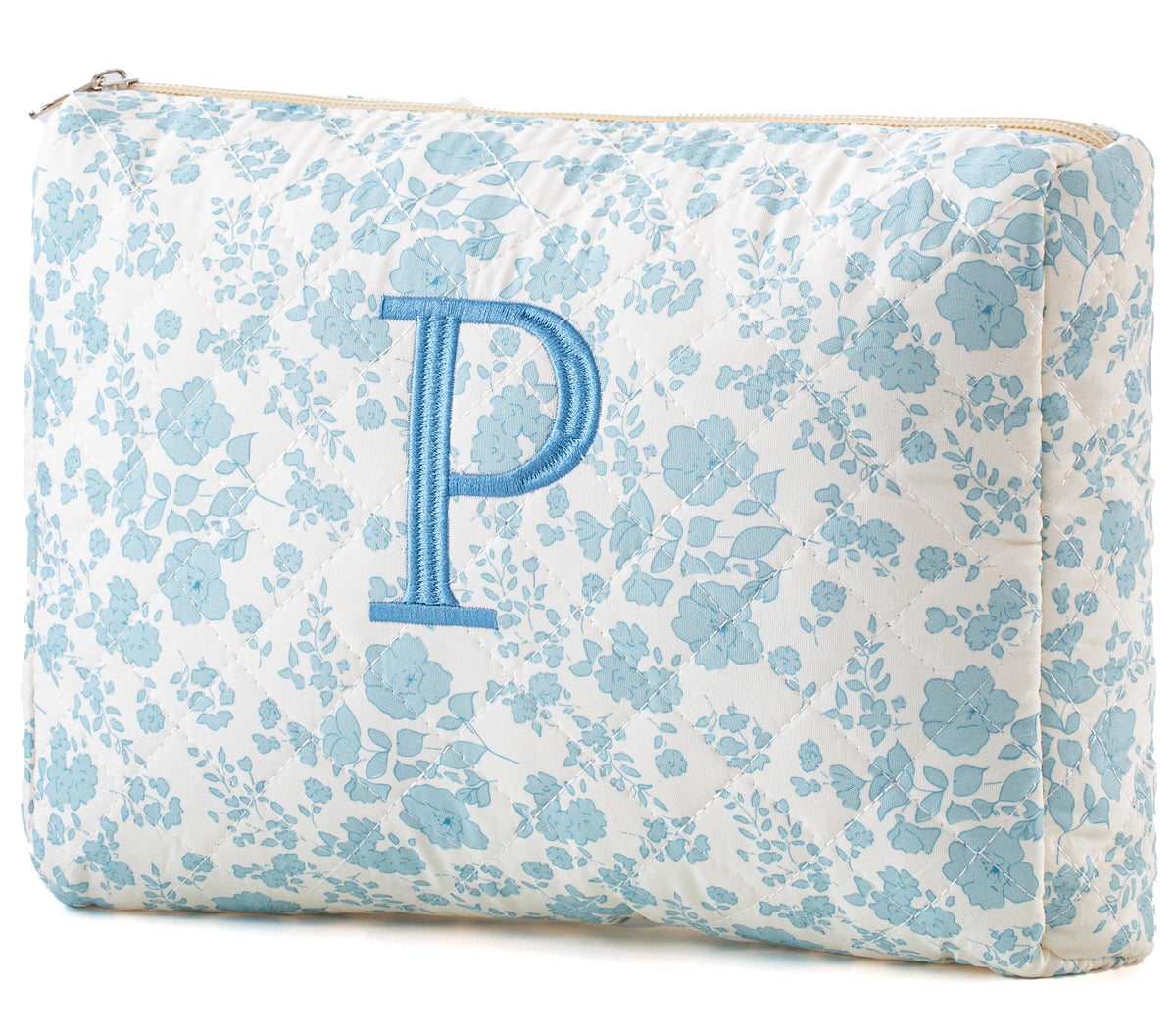HBselect Initial Makeup Bag for Women Personalized Quilted Cosmetic Bag