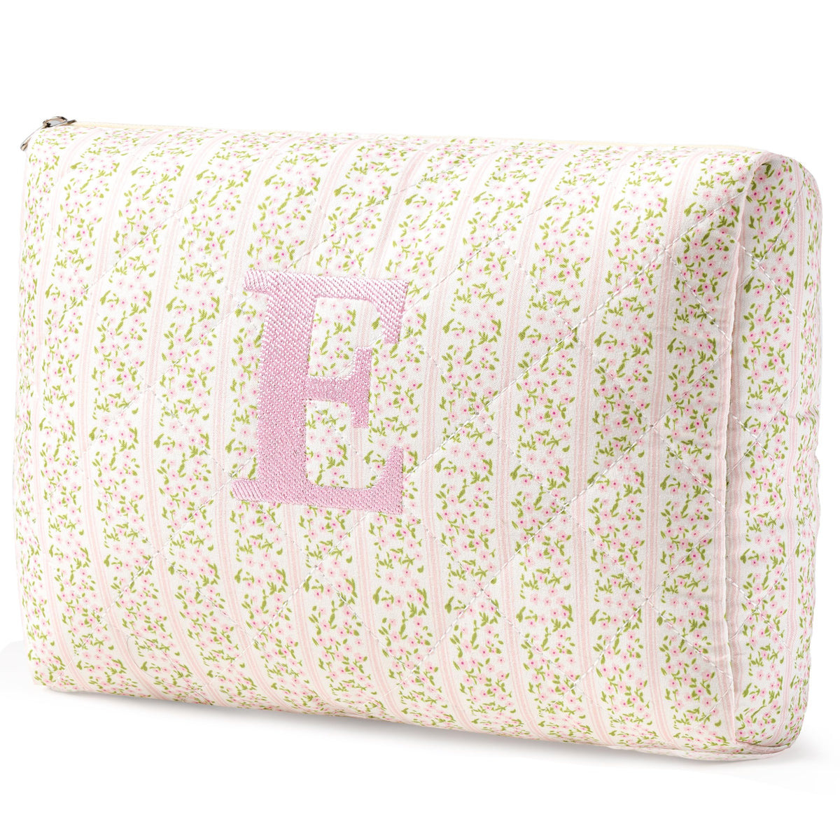 HBselect Initial Makeup Bag for Women Personalized Quilted Cosmetic Bag