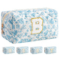 HBselect Personalized Makeup Bag for Women Initial Quilted Toiletry Bag