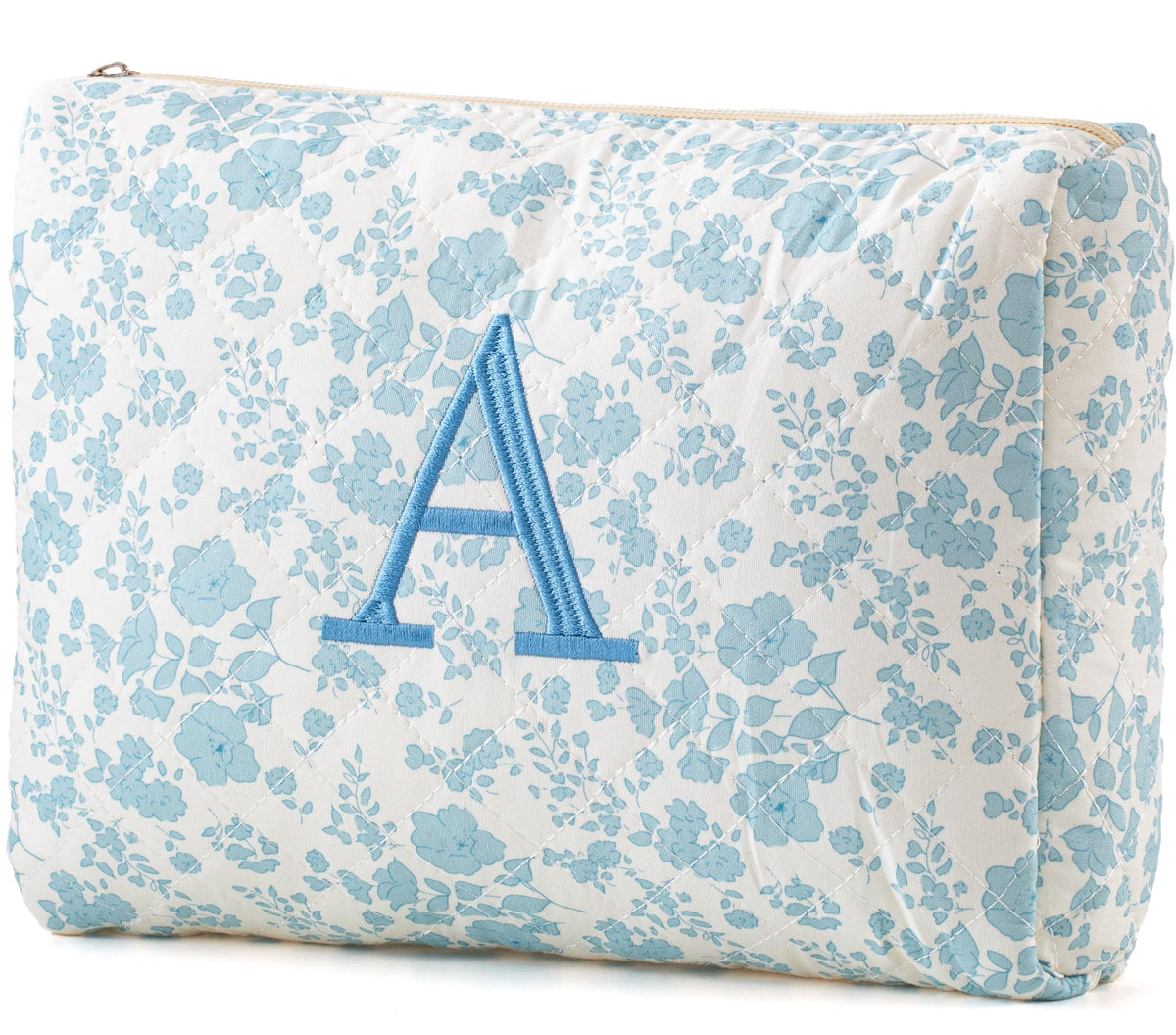 HBselect Initial Makeup Bag for Women Personalized Quilted Cosmetic Bag