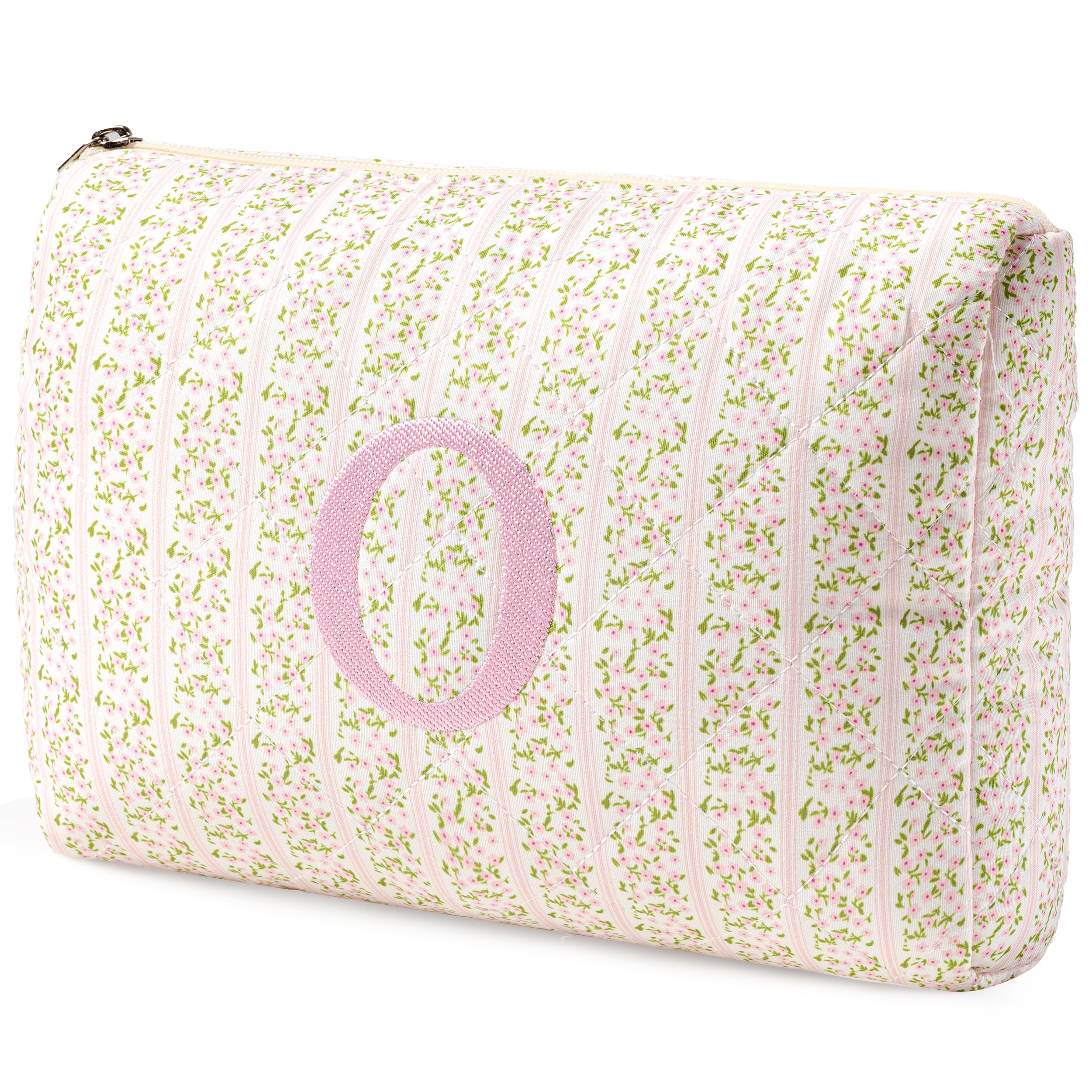 HBselect Initial Makeup Bag for Women Personalized Quilted Cosmetic Bag