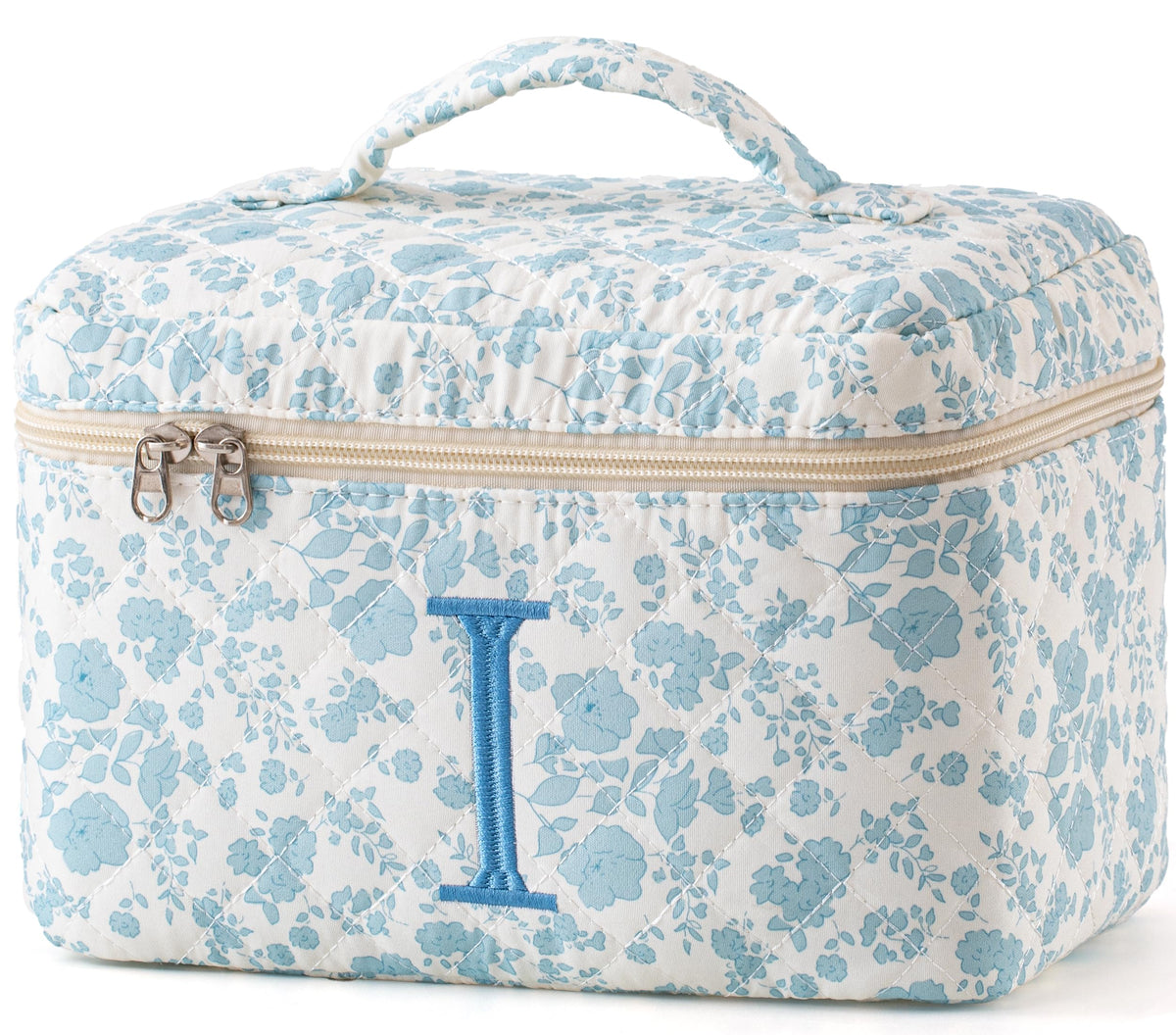 HBselect Initial Makeup Bag for Women Personalized Quilted Cosmetic Bag