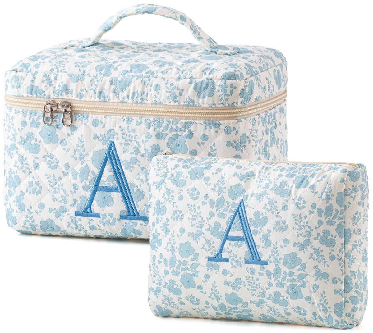 HBselect Initial Makeup Bag for Women Personalized Quilted Cosmetic Bag