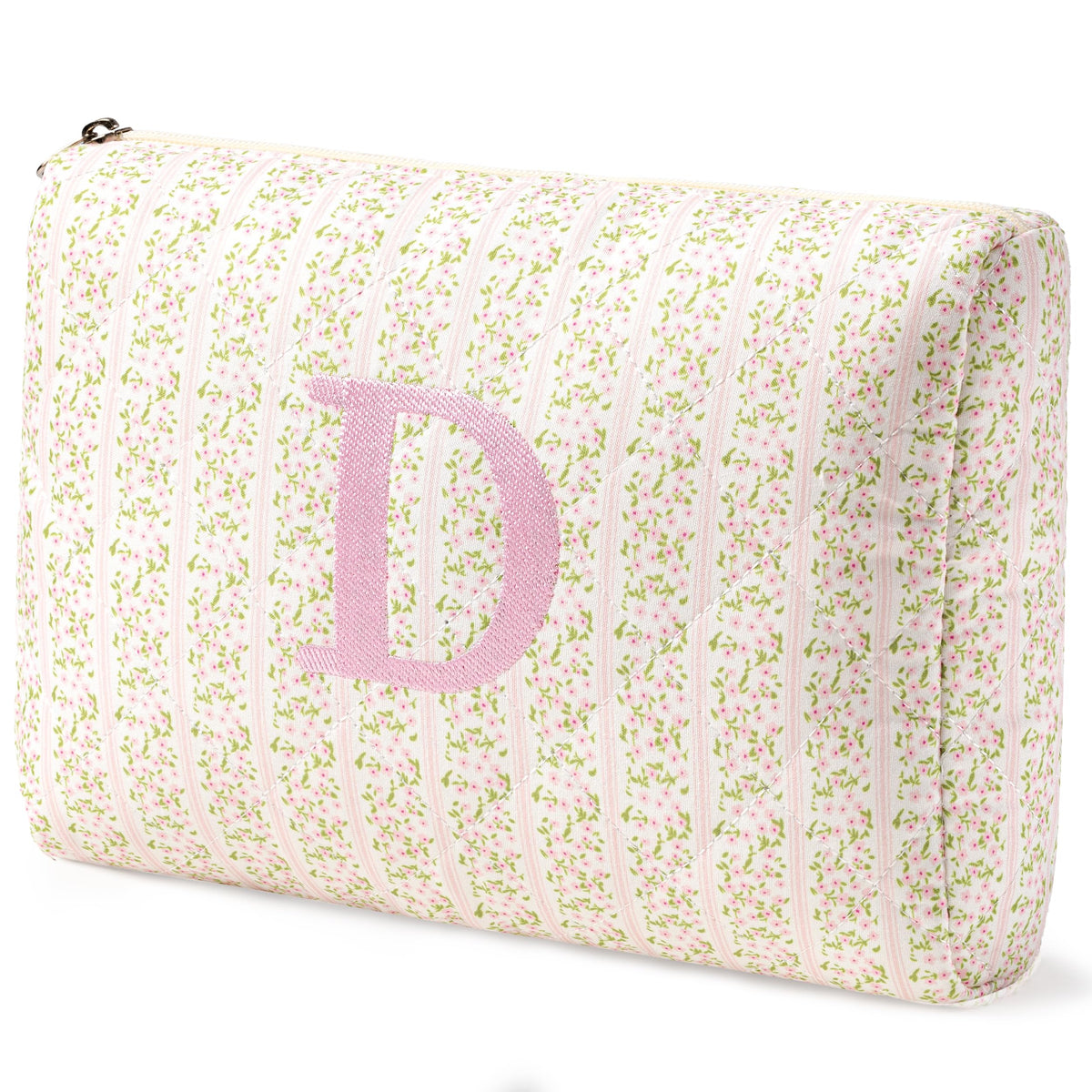 HBselect Initial Makeup Bag for Women Personalized Quilted Cosmetic Bag
