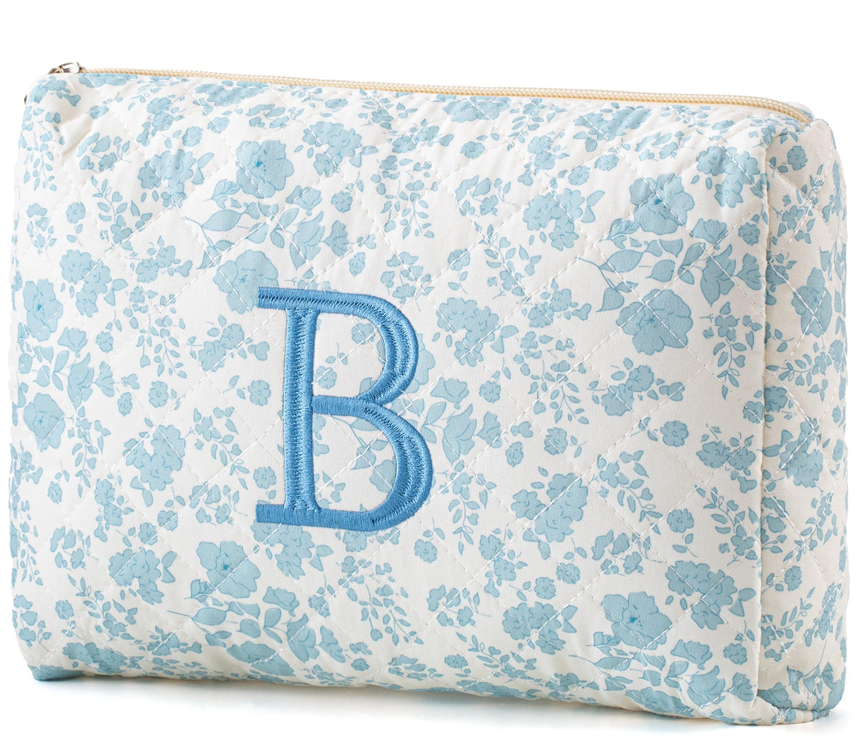 HBselect Initial Makeup Bag for Women Personalized Quilted Cosmetic Bag