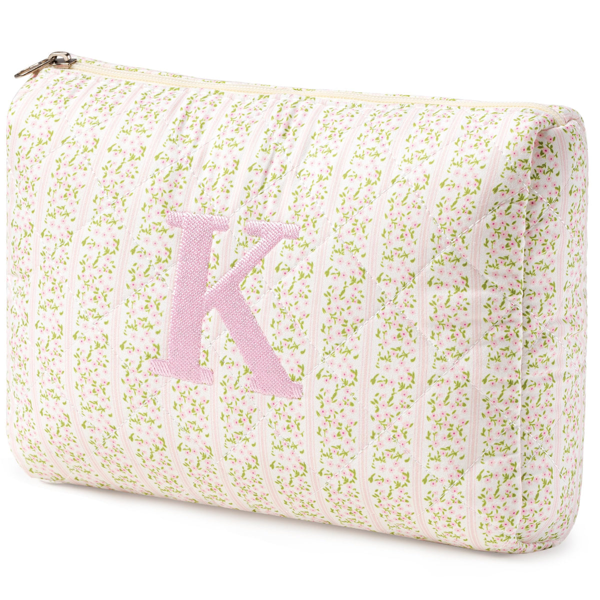 HBselect Initial Makeup Bag for Women Personalized Quilted Cosmetic Bag