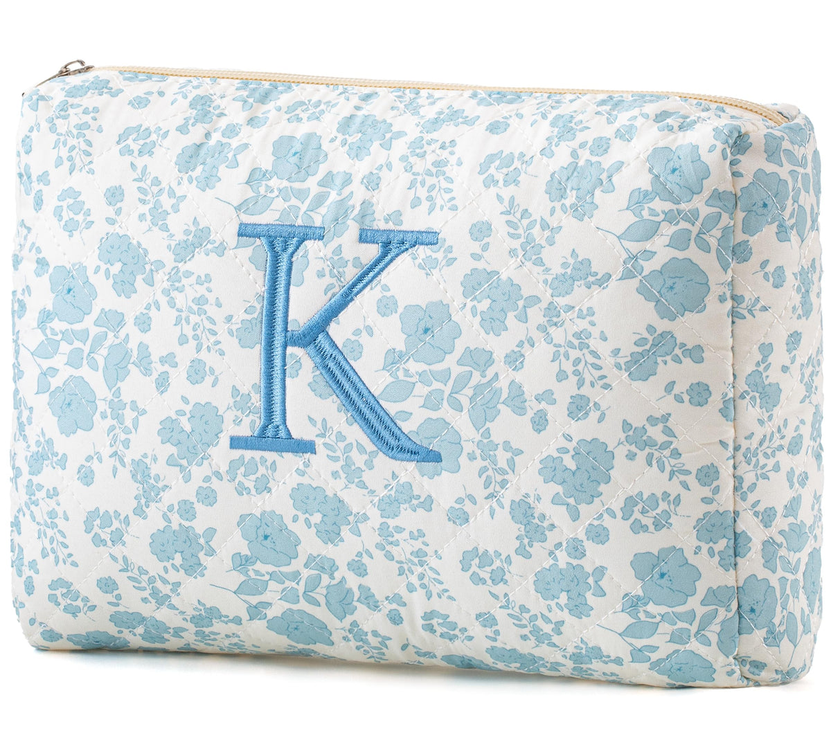 HBselect Initial Makeup Bag for Women Personalized Quilted Cosmetic Bag