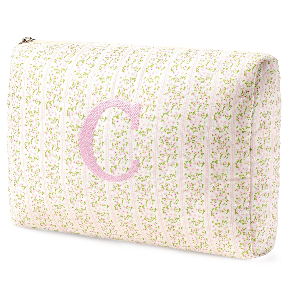 HBselect Initial Makeup Bag for Women Personalized Quilted Cosmetic Bag