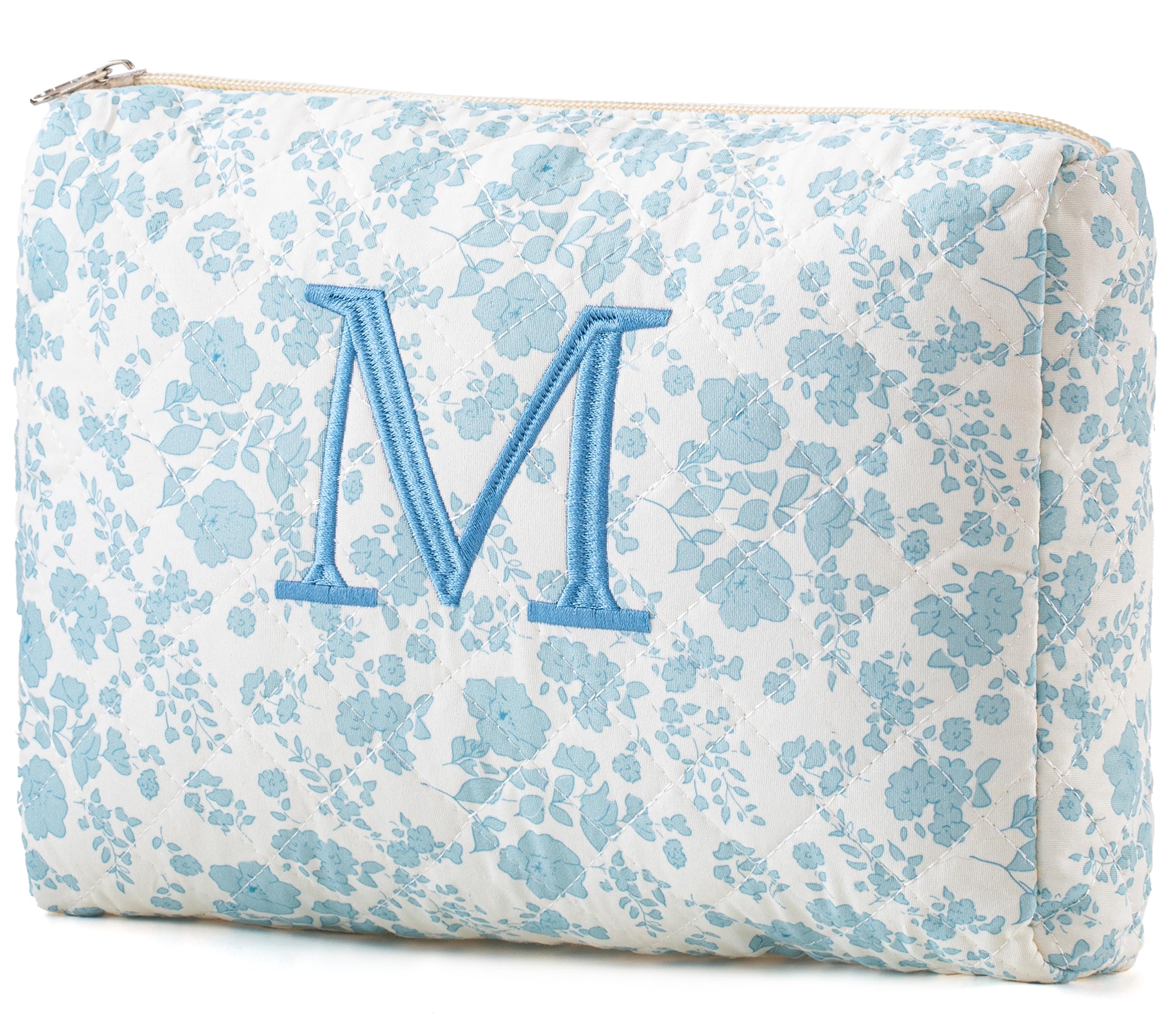 HBselect Initial Makeup Bag for Women Personalized Quilted Cosmetic Bag