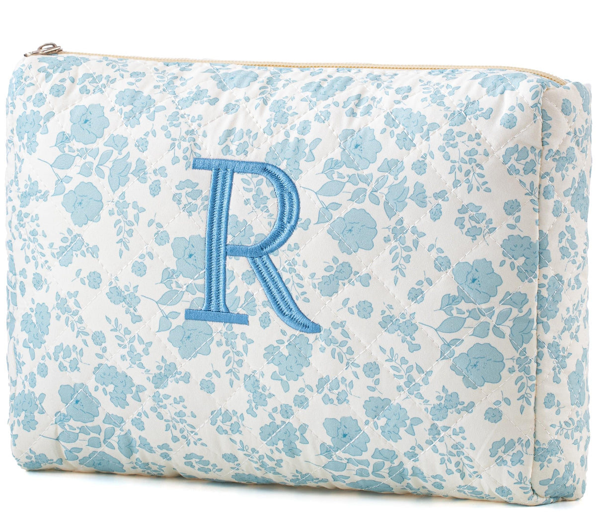HBselect Initial Makeup Bag for Women Personalized Quilted Cosmetic Bag
