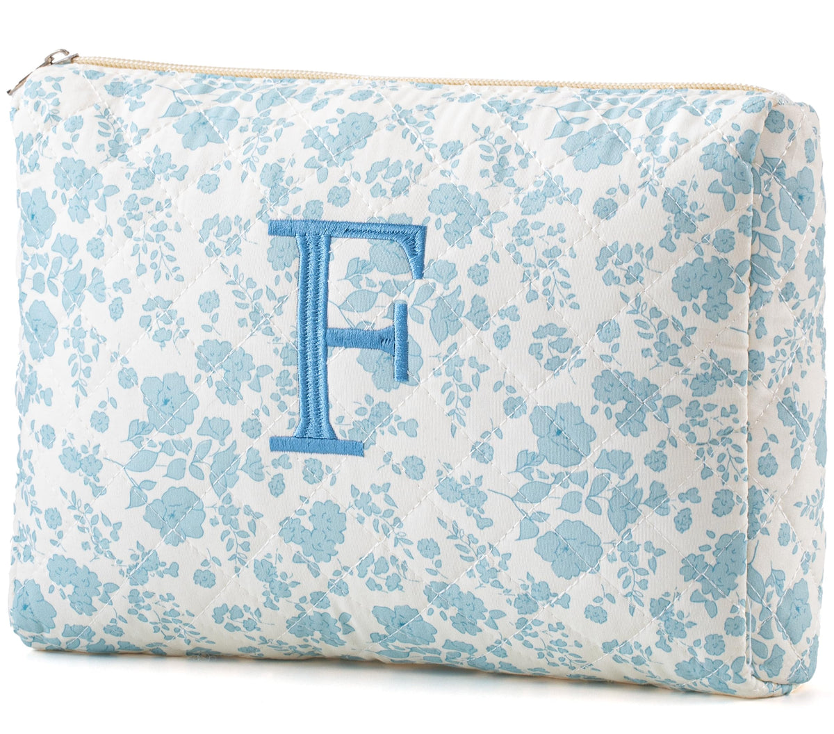 HBselect Initial Makeup Bag for Women Personalized Quilted Cosmetic Bag