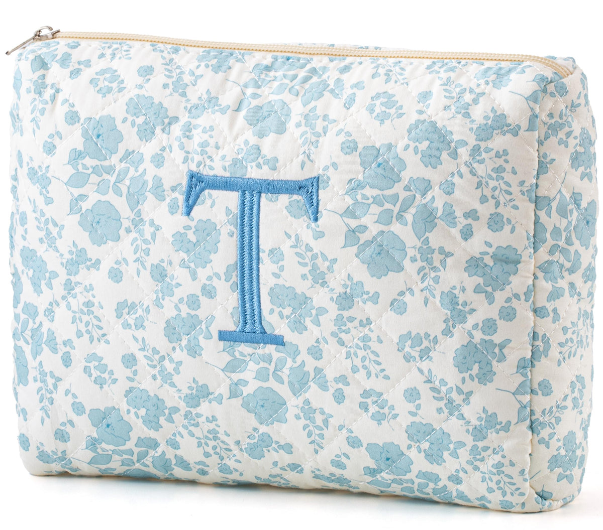 HBselect Initial Makeup Bag for Women Personalized Quilted Cosmetic Bag