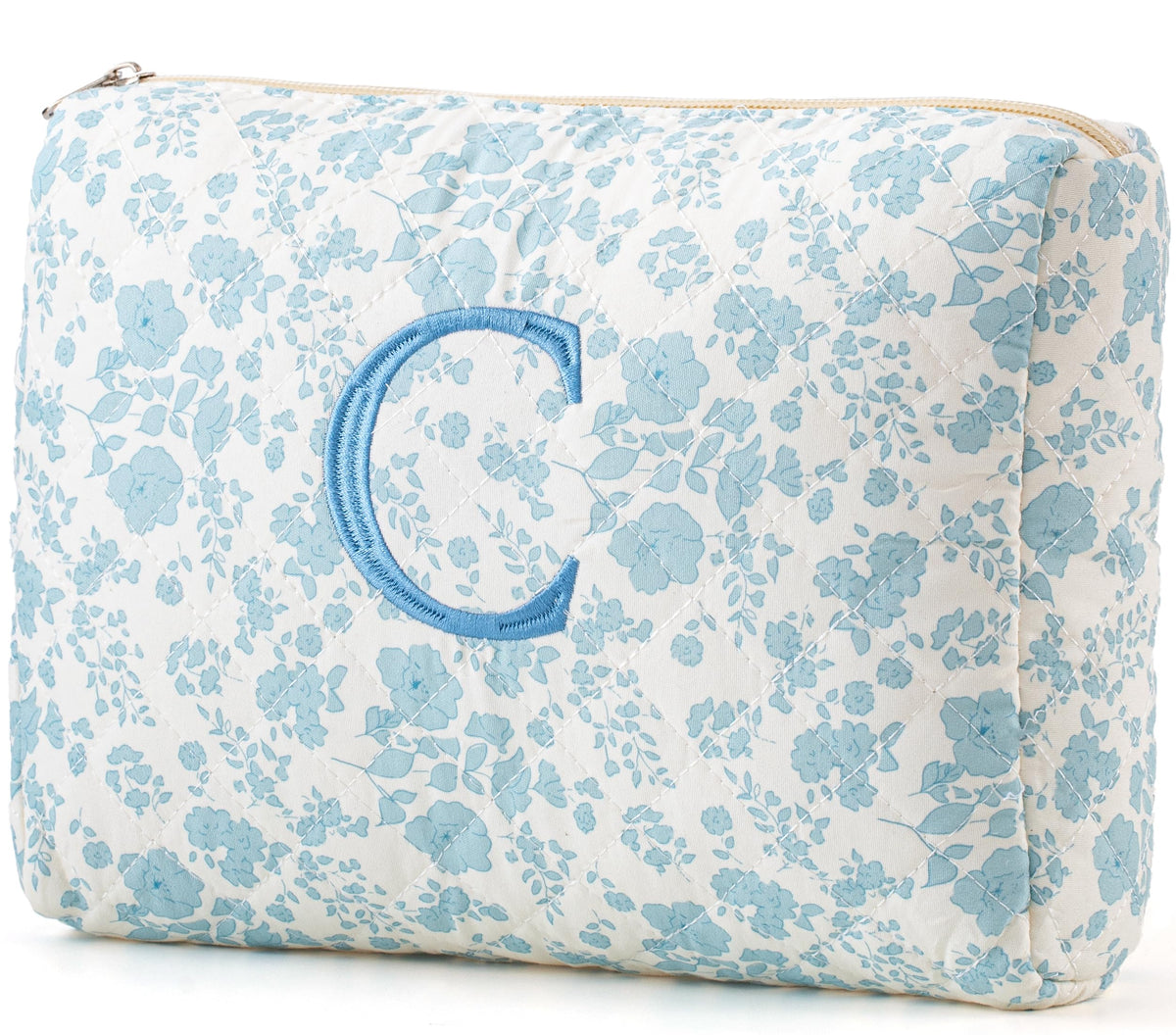 HBselect Initial Makeup Bag for Women Personalized Quilted Cosmetic Bag