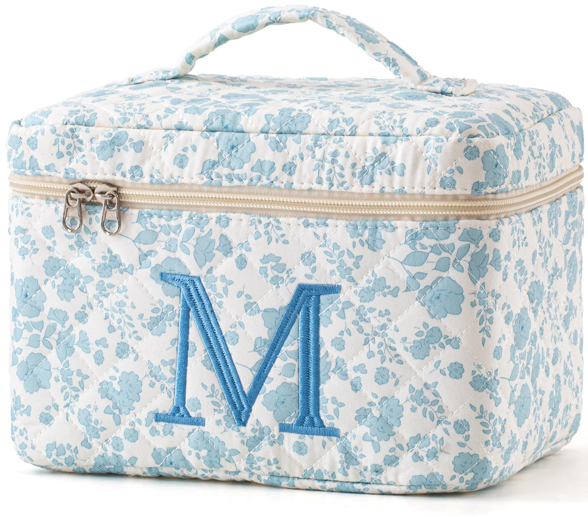HBselect Initial Makeup Bag for Women Personalized Quilted Cosmetic Bag